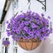 Artificial Hanging Flowers for Outdoors, UV Resistant Silk Flowers Basket Purple